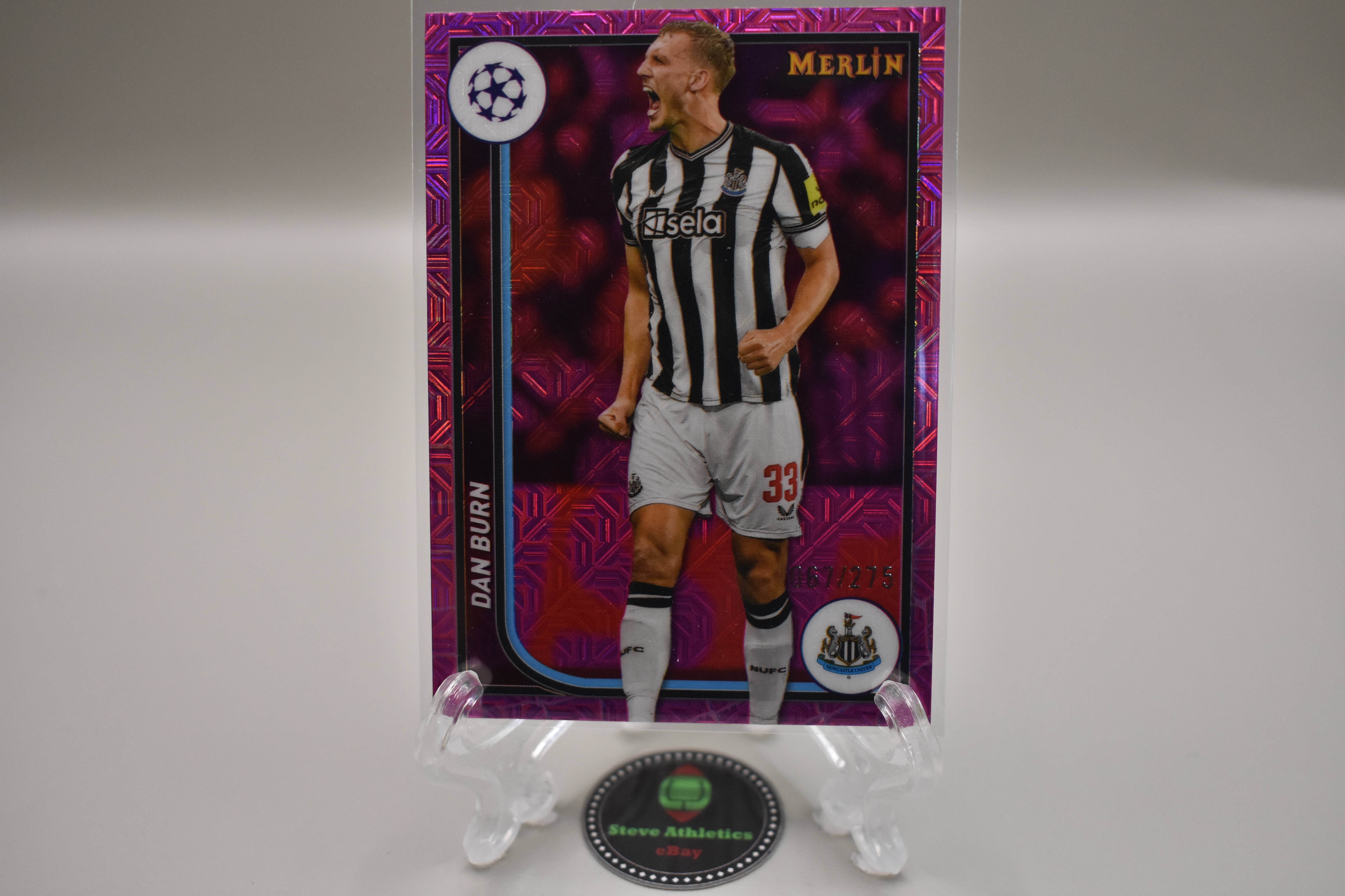 Dan Burn Newcastle United 2024 Topps Merlin UEFA Pink Mojo